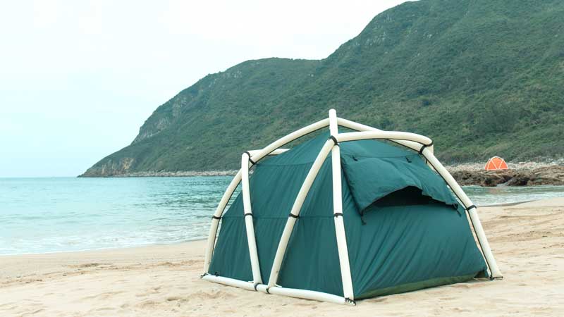 TentTube: An Inflatable Tent That Can Be Pitched in One Minute Green