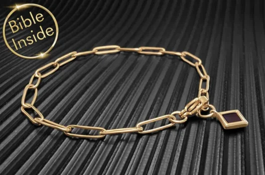 Unique Gifts for Wife for Christmas: Gold Chain Bracelet With Bible Inside by My Nano Jewelry