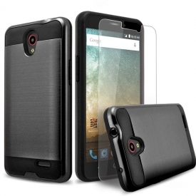 ZTE AVID PLUS, ZFIVE, PRESTIGE, SONATA, MAVEN 2 CASE, 2-PIECE STYLE HYBRID SHOCKPROOF HARD CASE COVER WITH HYBIRD SHOCKPROOF AND CIRCLEMALLS STYLUS PEN