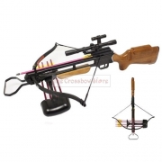 150 LBS MAN KUNG PRE-STRUNG WOODEN HUNTING CROSSBOW LASER QUIVER PACKAGE