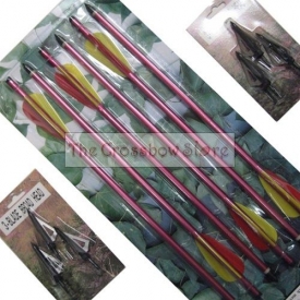 6 – 14″ ALUMINUM ARROWS W/ BROADHEAD BLADES TIPS